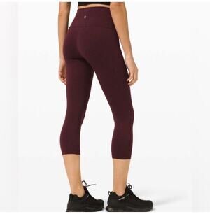 Lululemon Leggings Womens 6 Wunder Train High Rise Crop 21" Heathered Cassis Gym